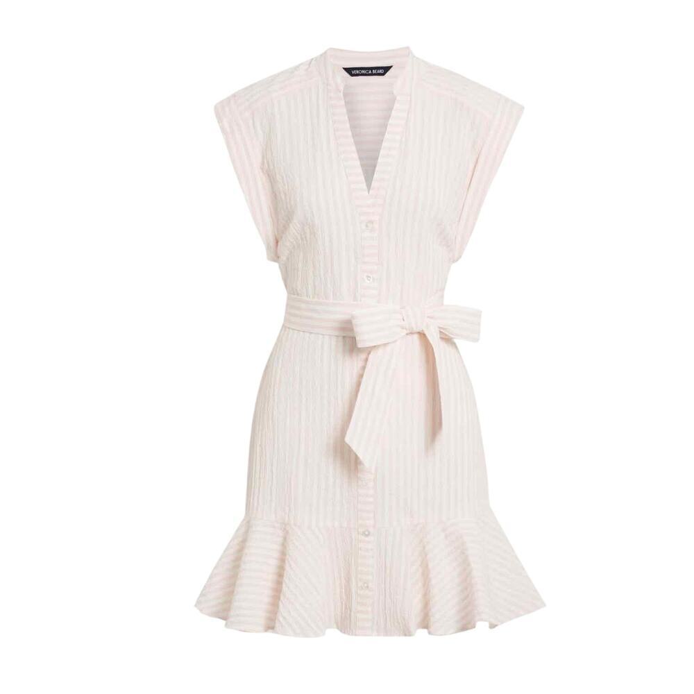 VERONICA BEARD Avella Ruffle Stripe Seersucker Mini Dress Size US 4